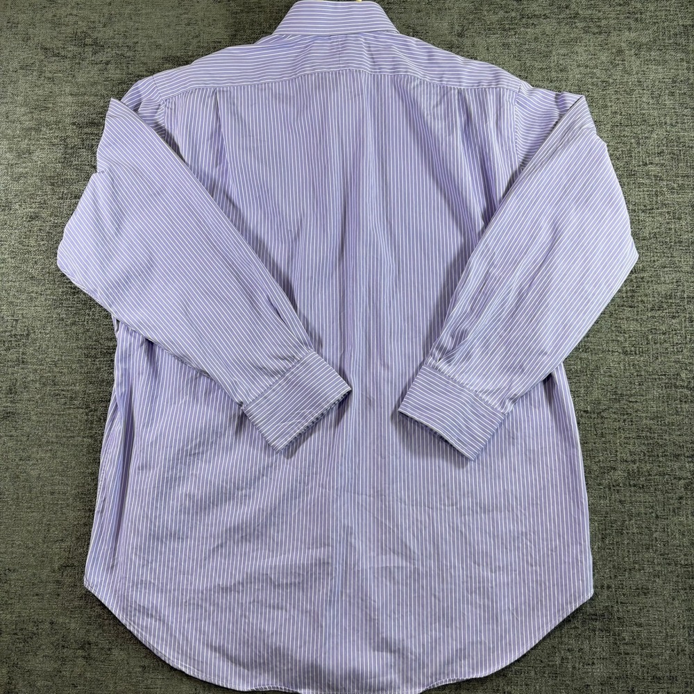 Polo Ralph Lauren Button Down Mens 16.5 32/33 Purple White Striped Classic Fit - Picture 3 of 11